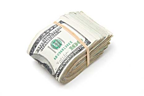 money folded over