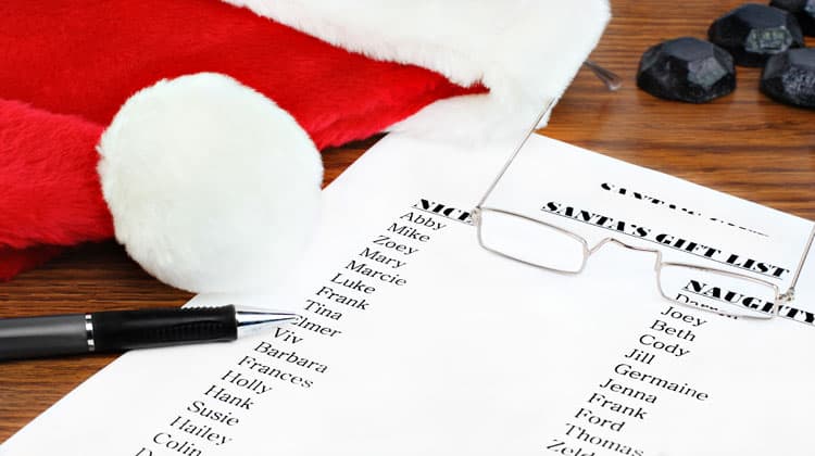 Christmas shopping list