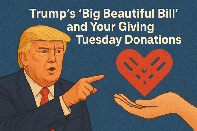 Editorial illustration of Trump donations